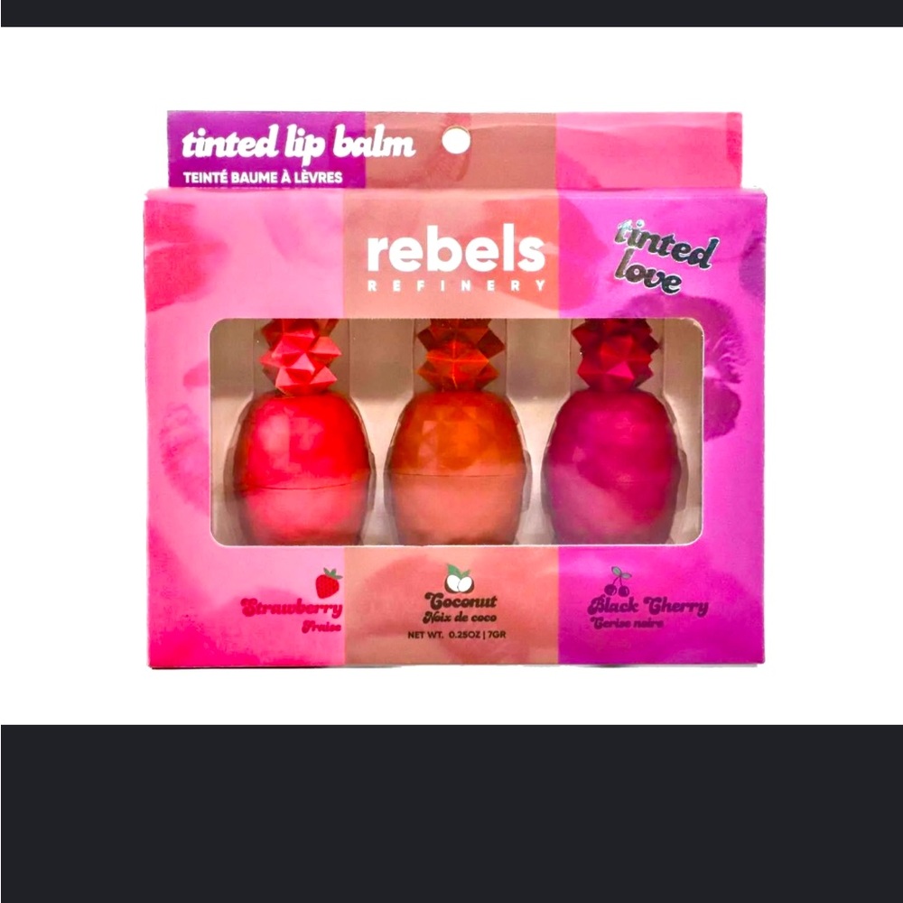 Rebels Tinted Lip Balm (Strawberry Red / Coconut Brown / Black Cherry Purple)